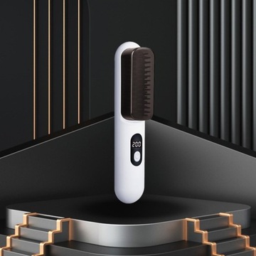 Беспроводная щетка для выпрямления волос Три режима температуры Белые волосы