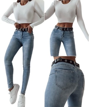 ELEGANCKIE SPODNIE DAMSKIE ELASTYCZNE JEANSY NIEBIESKIE RURKI KLASYCZNE S