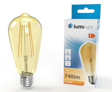 Żarówka LED E27 7W retro ozdobna złota LL5931