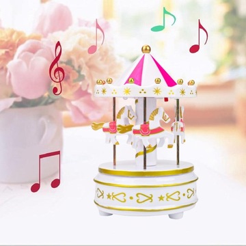 КАРУСЕЛЬ С ЛОШАДЯМИ И МУЗЫКАЛЬНОЙ ШКАТУЛКОЙ РАЗНОЦВЕТНЫЕ ОГНИ РОЖДЕСТВЕНСКИЙ ПОДАРОК