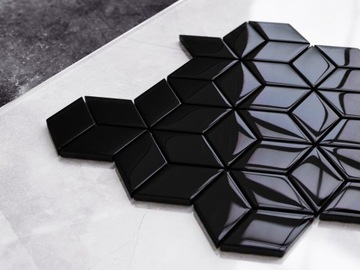 СТЕКЛЯННАЯ МОЗАИКА РОМБ АЛМАЗНЫЙ БЛЕСК ЧЕРНЫЙ