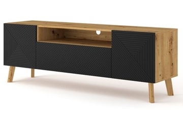 Szafka RTV LUXI 160 cm dąb artisan/czarny mat