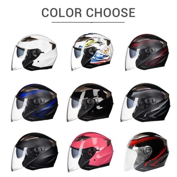 Kask motocyklowy Half Face Double Lens Cool Casco Moto Four Seasons Men