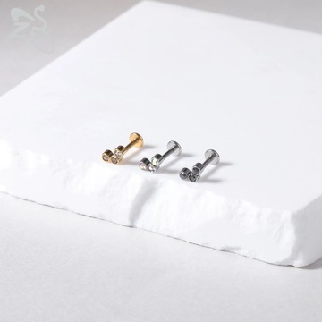 ZS-Пирсинг Лабрет де Асеро неокисляемый Цвет дорадо, бола де кристал пара