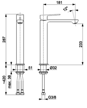 НАСТОЛЬНАЯ РАКОВИНА KFA FATTER, АГАТ, CHR