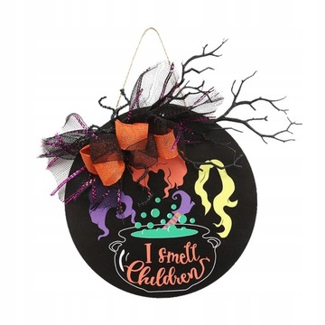 Halloweenowy znak na drzwi Drewniany wieszak na