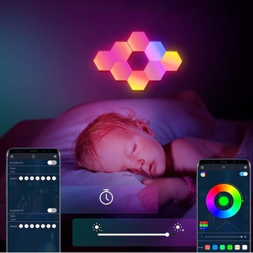 СОТОВАЯ ЛАМПА НАСТЕННЫЙ СВЕТИЛЬНИК RGB USB ПРИЛОЖЕНИЕ BLUETOOTH 8 ШТ. + ПУЛЬТ ДИСТАНЦИОННОГО УПРАВЛЕНИЯ