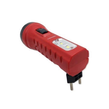 Классический светодиодный аккумуляторный фонарик со вилкой 14см, инструкция, 2 режима, 120м