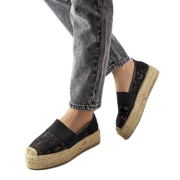 Czarne siateczkowe espadryle r.39