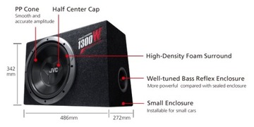 АВТОМОБИЛЬНЫЙ САБВУФЕР JVC CS-BW120 МОЩНОСТЬ 150ВТ 30СМ