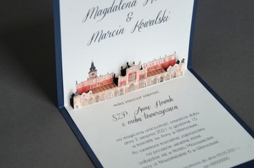 Zaproszenia ślubne motyw Warszawy lub Krakowa 3D