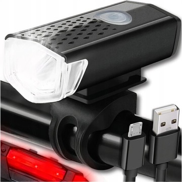 LAMPKA ROWEROWA LED PRZÓD + TYŁ - WODOODPORNA - ZESTAW - CE