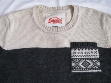 SUPERDRY VINTAGE NORDIC KNIT ciepły sweter XL/XXL