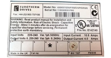 EUROTHERM ПРИВОДЫ ИНВЕРТОР 650/007/230/F/00/DISP/GR/0/0