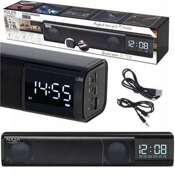 ZEGAR CYFROWY BUDZIK ALARM+GŁOŚNIK PRZENOŚNY BLUETOOTH STEREO 10W USB 2w1