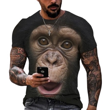T-SHIRT MĘSKI KOSZULKA WZÓR 3D MAŁPY MONKEY