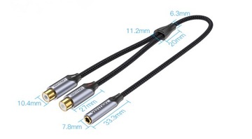 Кабель VENTION Mini Jack 3,5 мм ---- 2x RCA (тюльпан)