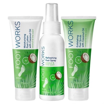 AVON FOOT WORKS ZESTAW KOSMETYKÓW DO STÓP KOKOS I LIMONKA