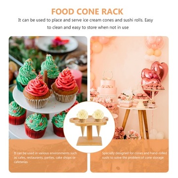 Drewniany pojemnik na kremową tacę do serwowania w kształcie stożka