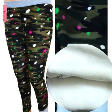 Legginsy ocieplane dziewczęce THERMO polar futerkiem GETRY spodnie 122-128