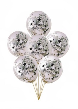 Balony krystaliczne z konfetti Happy Brithday 6szt