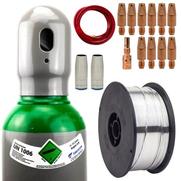 ZESTAW SPAWANIE ALUMINIUM MIG/MAG MB 25 – ARGON BUTLA 8L PEŁNA + AKCESORIA