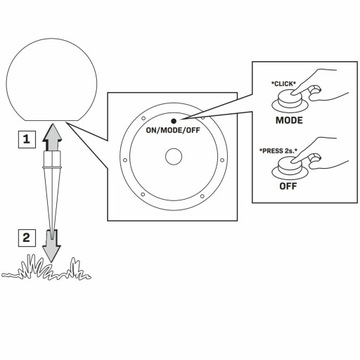 Светодиодный садовый светильник на солнечной батарее, белый RGB, 30 см, 3000 К, наземный + пульт дистанционного управления