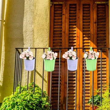 ЖЕЛЕЗНЫЕ ПОДВЕСНЫЕ ЦВЕТОЧНЫЕ ЦВЕТКИ, БАЛКОННЫЕ ДЕКОРАТИВНЫЕ ВЕДРА ДЛЯ ЦВЕТОВ 4 ШТ.