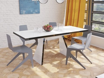 Stół ALAN połysk biało-czarny,płyta MDF 130-180x80