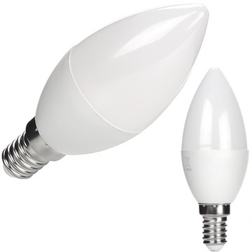ŻARÓWKA LED C37 E14 MOC 6W JASNOŚĆ 480lm CIENKI GWINT BARWA ZIMNA 6000K