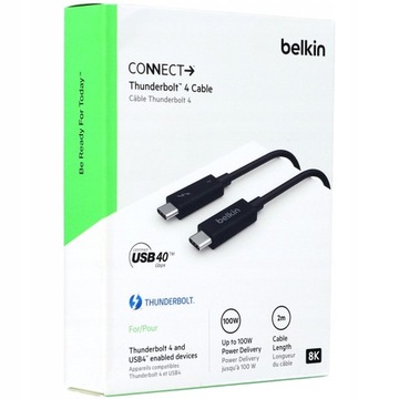 Belkin - Kabel USB-C do USB-C PD 3.0 100W, Thunderbolt 4, USB4, 40Gb/s, 2 m