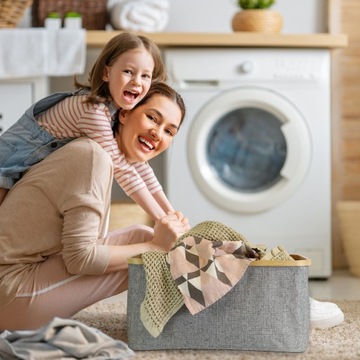 Складной бамбуковый контейнер для белья 45л.