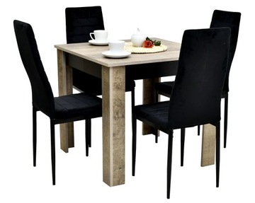 styl modern, mały stół do kuchni + 4 krzesła welur