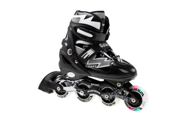 РОЛИКОВЫЕ КОНЬКИ РЕГУЛИРУЕМЫЕ КОНЬКИ ЧЕРНЫЕ 38-41 СВЕТОДИОДНЫЕ КОЛЕСА