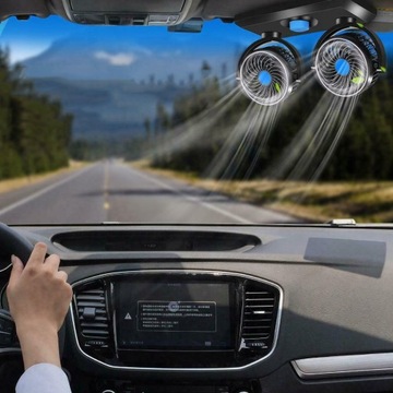 АВТОМОБИЛЬНЫЙ ВЕНТИЛЯТОР 360° ВЕНТИЛЯТОР С ДВОЙНОЙ РЕГУЛИРОВКОЙ БЕСШУМНЫЙ КОКПИТ 12В