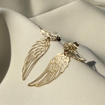 Kolczyki skrzydła anioła złote 925 zjawiskowe