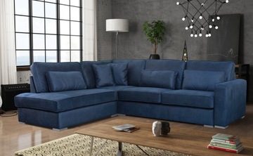 WELUROWY RETRO NAROŻNIK AURON NIEBIESKI 330X260CM
