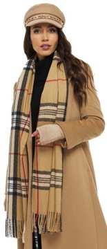 ШАРФ ЖЕНСКИЙ, светло-коричневый, узор в клетку burberry