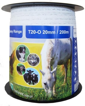 Taśma biała pastuch pastucha elektryczny 20mm 200m