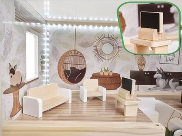 LULILO DOMEK DLA LALEK DREWNIANY FLORO BOHO LED