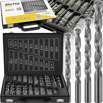 WIERTŁA DO METALU STALI HSS 170szt WIERTŁO 1-10mm ZESTAW WIERTEŁ + WALIZKA
