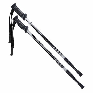Czarne Kijki trekkingowe z regulacją 65-135 HI-TEC