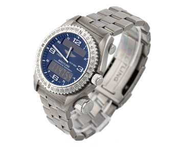 BREITLING EMERGENCY SUPERQUARTZ TITANIUM BLUE DIAL 43MM REF.E76321 FULL SET