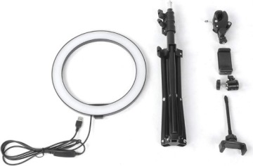 СВЕТОДИОДНАЯ КОЛЬЦЕВАЯ ЛАМПА ДЛЯ СЕЛФИ 210 СМ ПРОЧНАЯ ПОДСТАВКА 3 ЦВЕТА