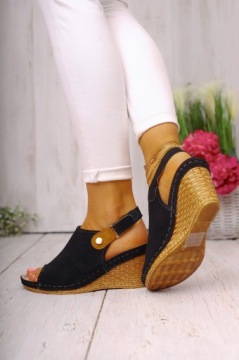 ЭЛЕГАНТНЫЕ ЧЕРНЫЕ АЖУРНЫЕ САНДАЛИИ ЖЕНСКИЕ НА УДОБНОЙ ЗАЛИПУЧКЕ