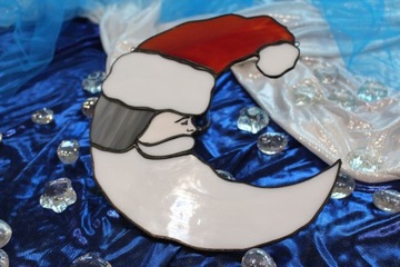 Луна Дед Мороз витраж Рождественское украшение