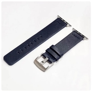 PASEK DO SMART WATCHA APPLE 42 MM, NATURALNA SKÓRA DŁUGI ROZM. XL GRANATOWY