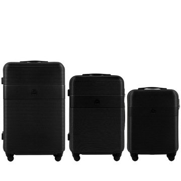 Zestaw/komplet 3 szt. walizek Wings ABS 5398-3 KPL: L M S BLACK/CZARNE