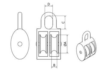 Шкив канатный 6мм, двойная оцинковка, 20мм.