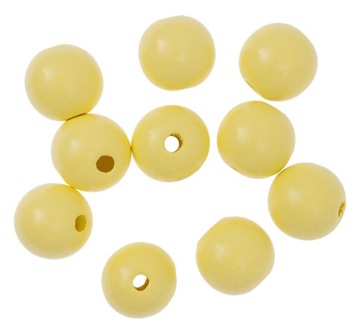 Korale Kulki Drewniane Pastelowe Żółte 25mm 10szt